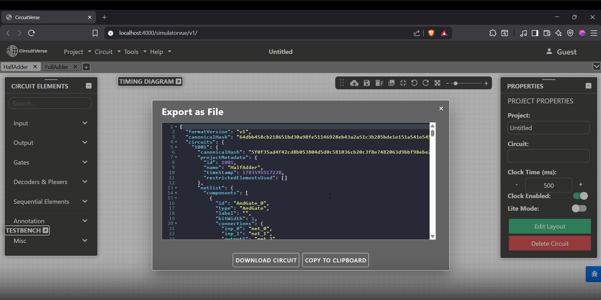 Canonical export/import UI